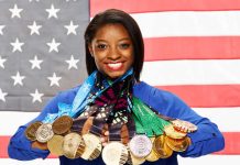 Biles breaks the Record for the Most Decorated Gymnast in History.
