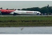 Dana Air aircraft with 83 onboard skids off Lagos airport runway